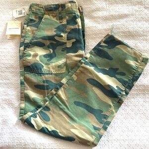 NWT Mother The Shaker Camo Print Chop Crop Pants Green Womens 27 $218